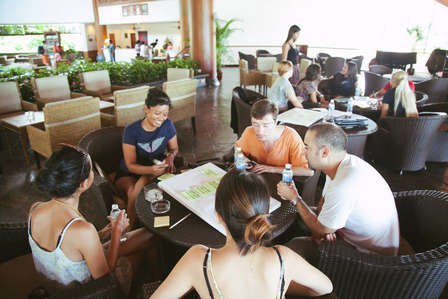 You might brainstorm with famous copywriters in tropical resorts.